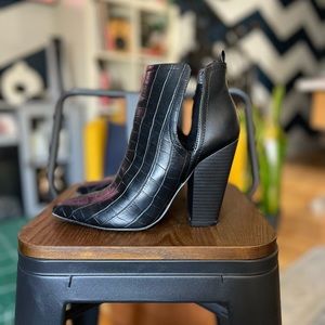 Black Crocodile Skin Heeled Ankle Boot